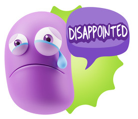 3d Illustration Sad Character Emoji Expression saying Disappoint