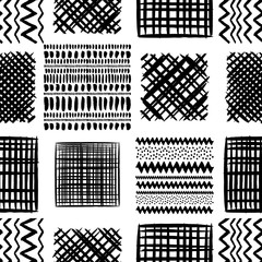 Abstract grunge squares vector seamless pattern. Tribal texture - 120507470