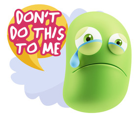3d Illustration Sad Character Emoji Expression saying Don't do t