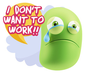 3d Illustration Sad Character Emoji Expression saying I Don't Wa