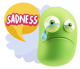 3d Illustration Sad Character Emoji Expression saying Sadness wi