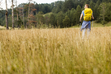 Young man hiking