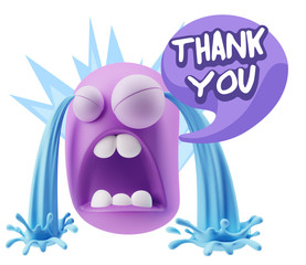 3d Illustration Sad Character Emoji Expression saying Thank You