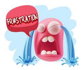 3d Illustration Sad Character Emoji Expression saying Frustratio