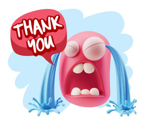 3d Illustration Sad Character Emoji Expression saying Thank You