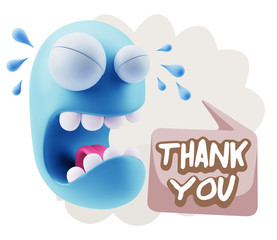 3d Illustration Sad Character Emoji Expression saying Thank You