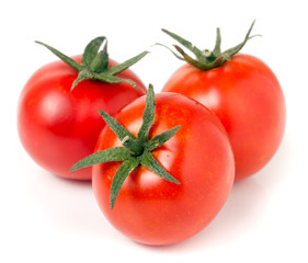 three tomato isolated on a white background