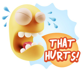 3d Illustration Sad Character Emoji Expression saying That Hurts