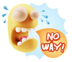 3d Illustration Sad Character Emoji Expression saying No Way wit