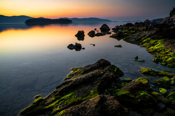 Moss over the coast on Iz Island in Croatia