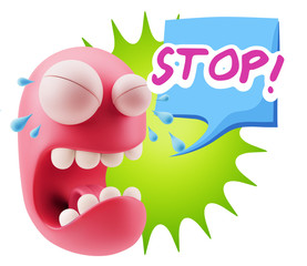 3d Illustration Sad Character Emoji Expression saying Stop! with