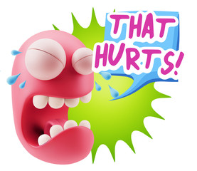 3d Illustration Sad Character Emoji Expression saying That Hurts