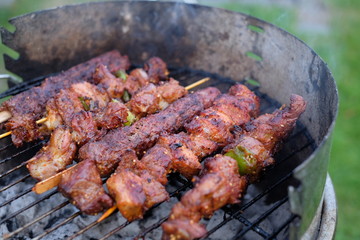 Fleischspieße auf Grillrost