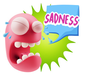 3d Illustration Sad Character Emoji Expression saying Sadness wi