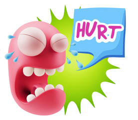 3d Illustration Sad Character Emoji Expression saying Hurt with
