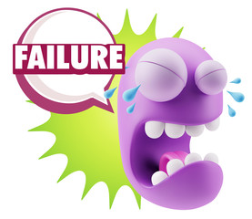 3d Illustration Sad Character Emoji Expression saying Failure wi
