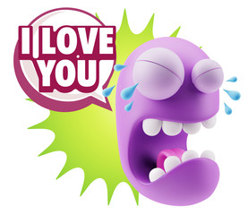 3d Illustration Sad Character Emoji Expression saying I Love You