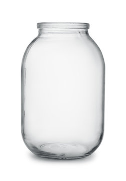Large empty glass canning jar