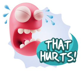 3d Illustration Sad Character Emoji Expression saying That Hurts