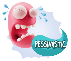 3d Illustration Sad Character Emoji Expression saying Pessimisti