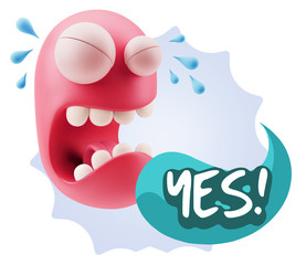 3d Illustration Sad Character Emoji Expression saying Yes with C