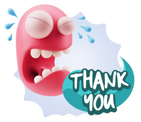 3d Illustration Sad Character Emoji Expression saying Thank You