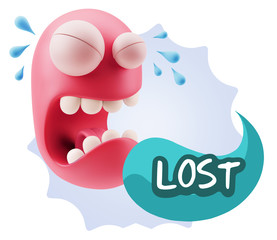 3d Illustration Sad Character Emoji Expression saying Lost with