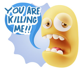 3d Illustration Sad Character Emoji Expression saying You are Ki