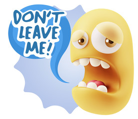 3d Illustration Sad Character Emoji Expression saying Don't Leav