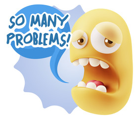 3d Illustration Sad Character Emoji Expression saying So Many Pr