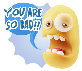 3d Illustration Sad Character Emoji Expression saying You are so