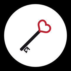 black nad red isolated simple old door key with heart icon eps10