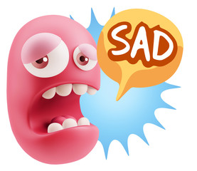 3d Illustration Sad Character Emoji Expression saying Sad with C