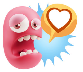3d Illustration Sad Character Emoji Expression saying Heart Shap