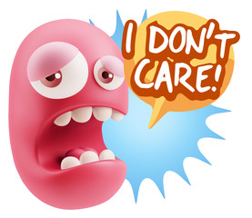 3d Illustration Sad Character Emoji Expression saying I Don't Ca
