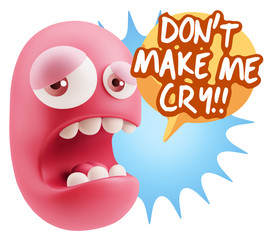 3d Illustration Sad Character Emoji Expression saying Don't Make