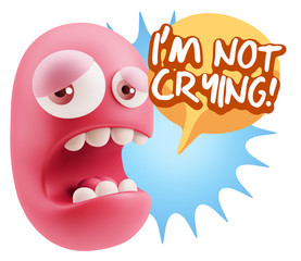 3d Illustration Sad Character Emoji Expression saying I'm Not Cr