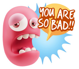 3d Illustration Sad Character Emoji Expression saying You are so