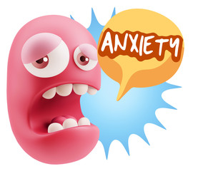 3d Illustration Sad Character Emoji Expression saying Anxiety wi