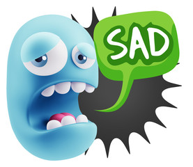 3d Illustration Sad Character Emoji Expression saying Sad with C