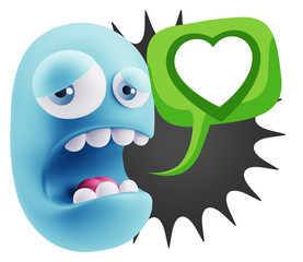 3d Illustration Sad Character Emoji Expression saying Heart Shap