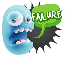3d Illustration Sad Character Emoji Expression saying Failure wi