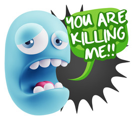 3d Illustration Sad Character Emoji Expression saying You are Ki