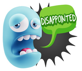 3d Illustration Sad Character Emoji Expression saying Disappoint