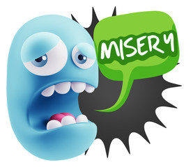 3d Illustration Sad Character Emoji Expression saying misery wit