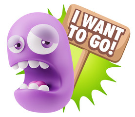 3d Illustration Sad Character Emoji Expression saying I Want to
