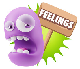 3d Illustration Sad Character Emoji Expression saying Feelings w