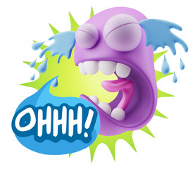 3d Illustration Sad Character Emoji Expression saying Oh with Co