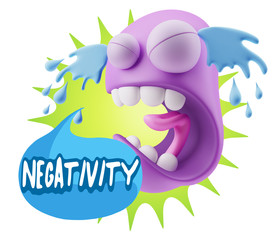 3d Illustration Sad Character Emoji Expression saying Negativity