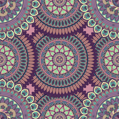 Ornate floral seamless texture, endless pattern with vintage mandala elements.